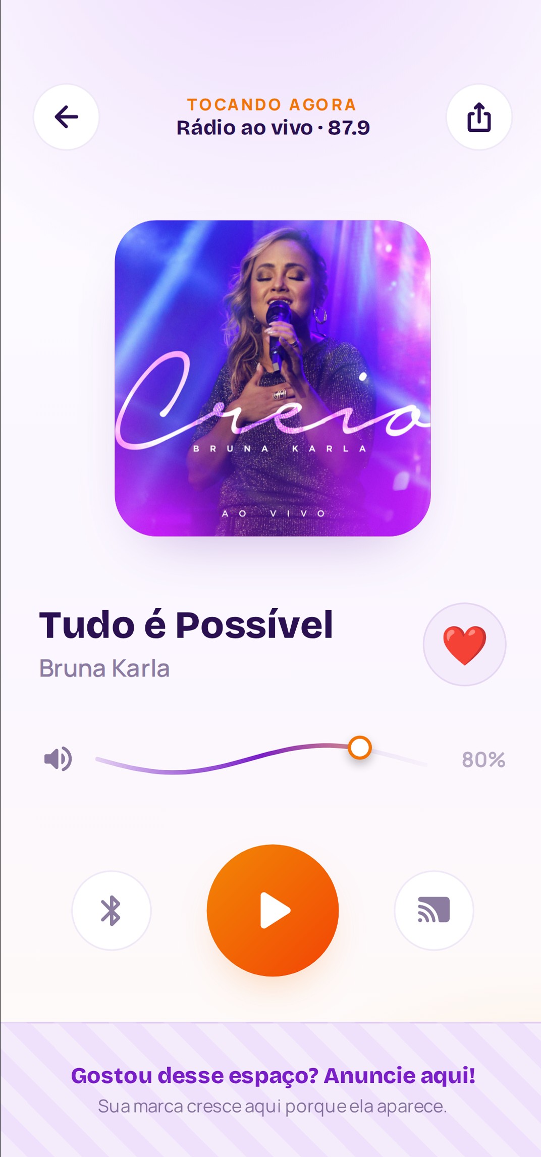 Tela do aplicativo Rádio A Voz FM 87,9