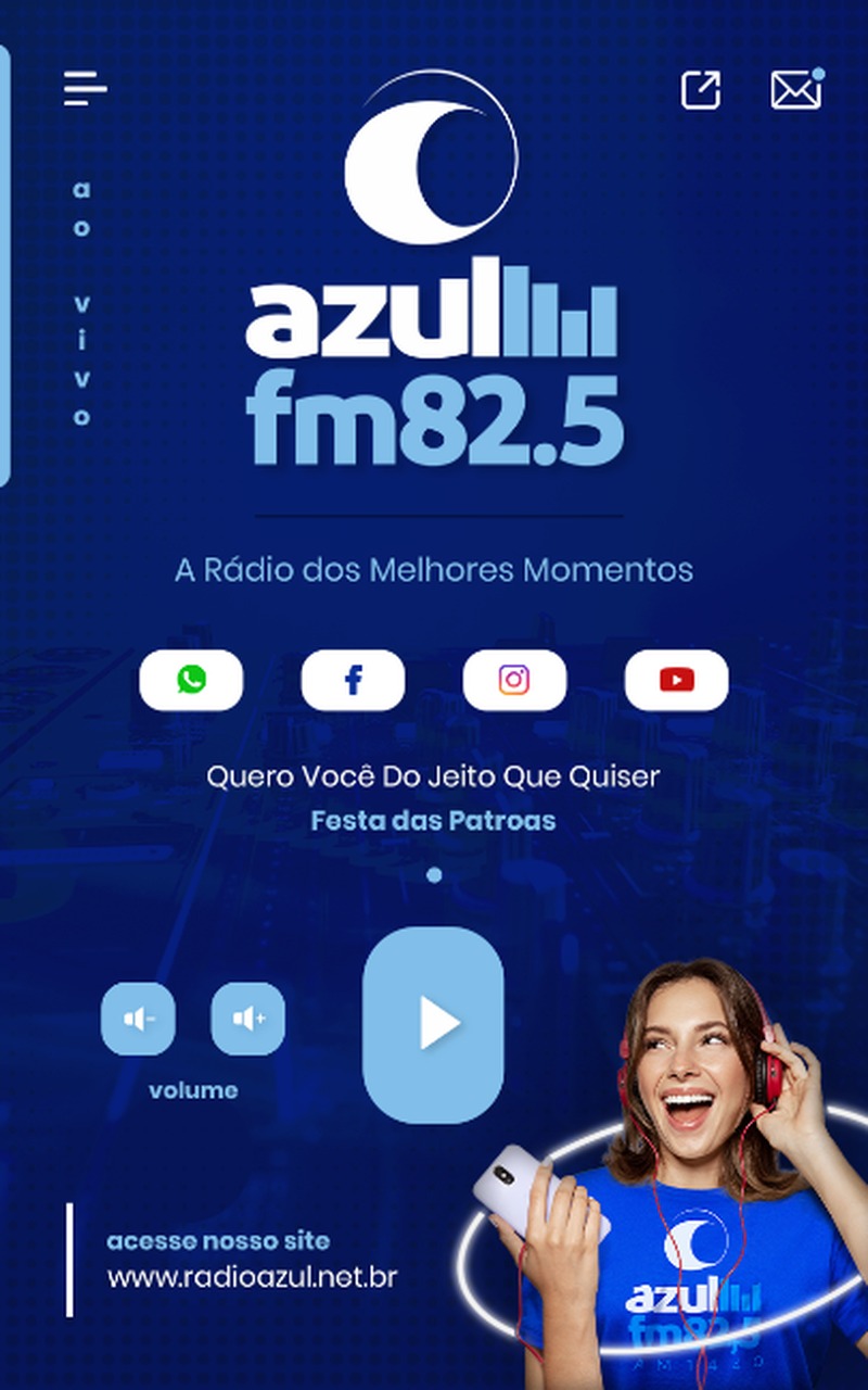 Tela do aplicativo Azul FM 82.5