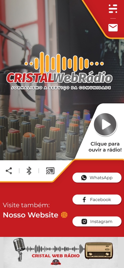 Tela do aplicativo Cristal Web Rádio
