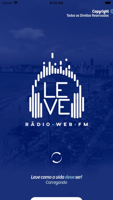 Tela do aplicativo RÁDIO LEVE - SANTOS/SP