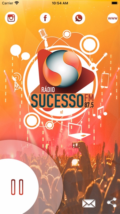 Tela do aplicativo Rádio Sucesso FM Santa Isabel