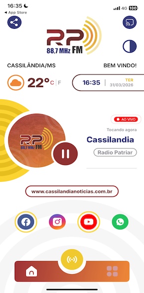 Tela do aplicativo Rádio Patriarca FM 88.7